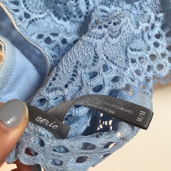 Aerie Light Blue Floral Lace Bralette - Picture 6 of 6